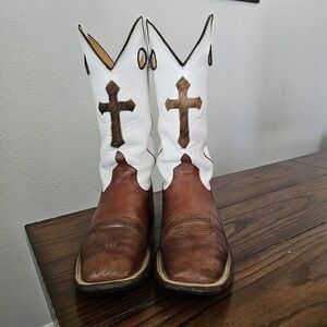 Anderson Bean Boots White And Brown Cross Boots Sz 10